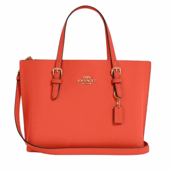 NWT COACH Im/Mango/Wine Leather Tote Bag - Picture 2 of 9